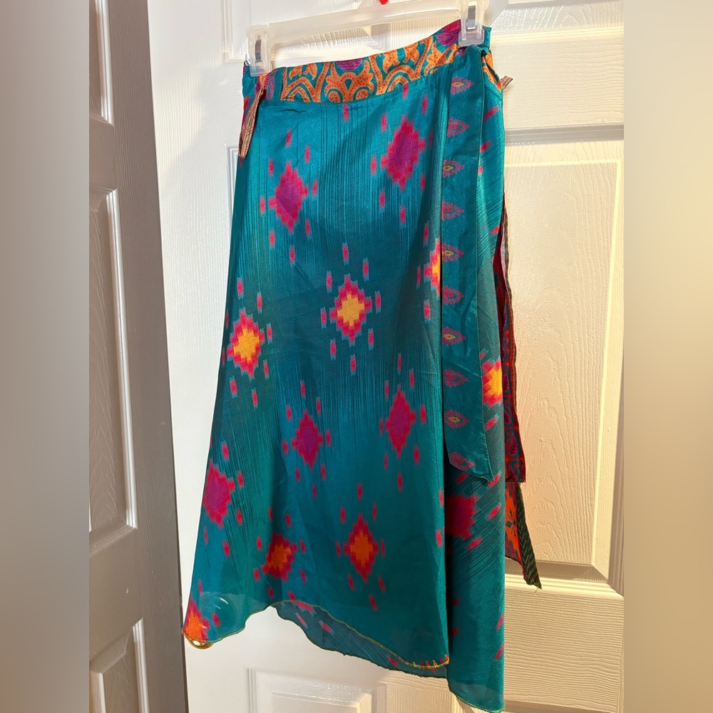 Vibrant Teal and Pink wrap skirt